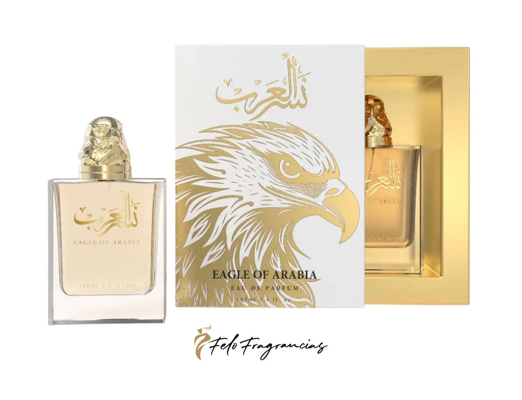 Eagle of Arabia eau de parfum 100ml bottle with gold eagle emblem and box