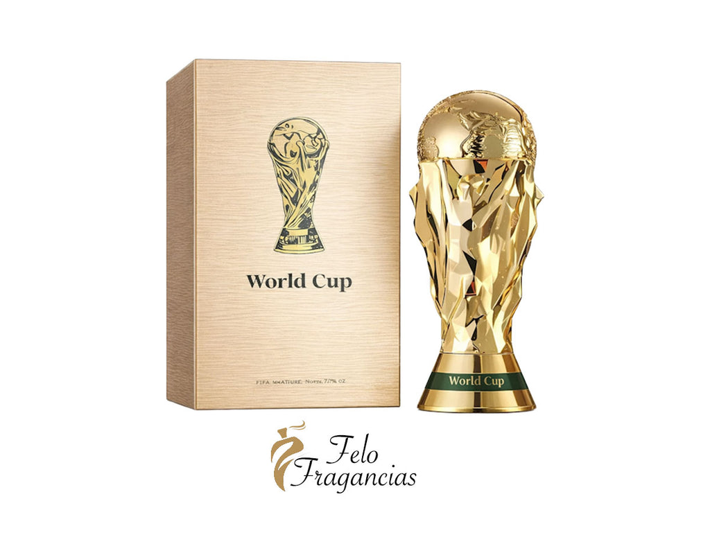 World Cup eau de parfum 80 ml box and gold trophy-shaped bottle