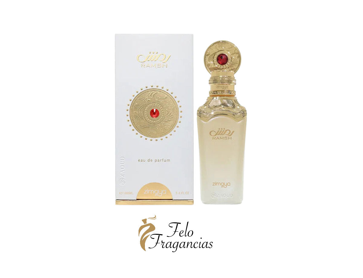 Ramsh Diva 100ml eau de parfum bottle with gold cap and matching gift box