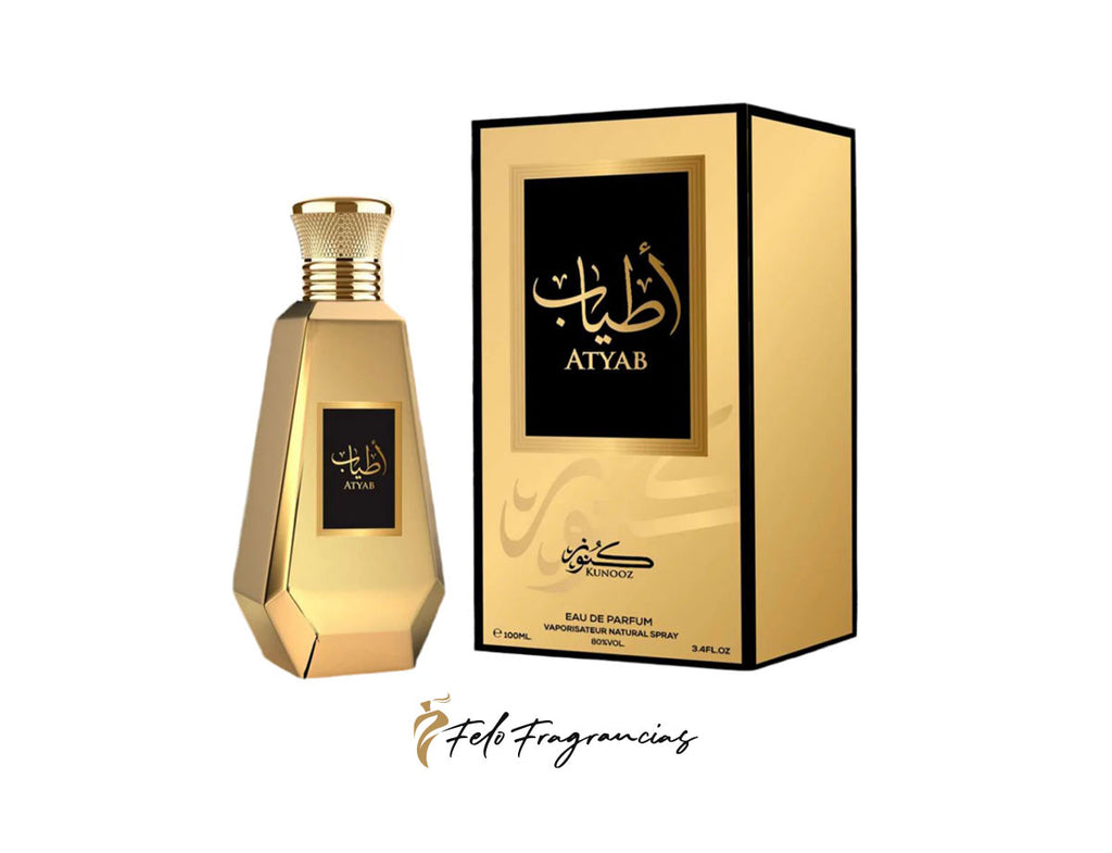 Atyab eau de parfum 100ml bottle with gold cap and matching gift box