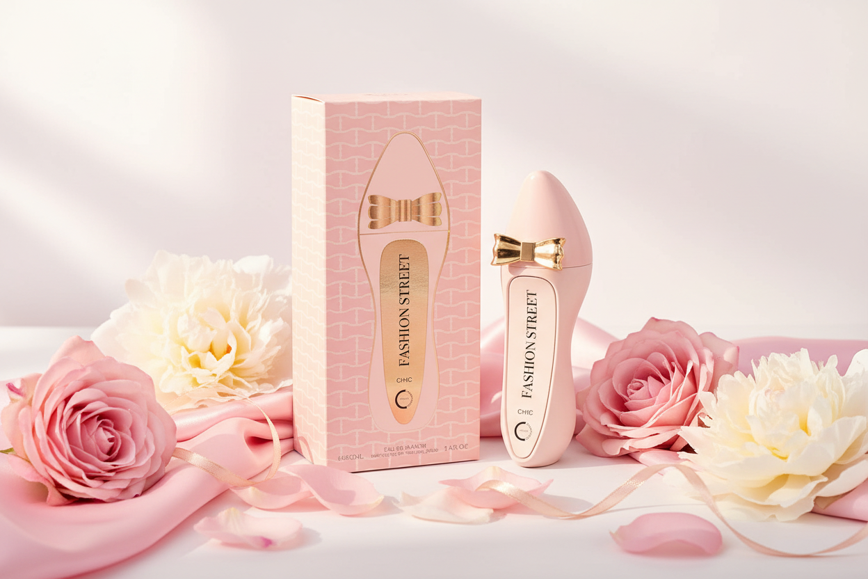 Perfume Camara Fashion Chic Eau de parfum 100 ml con frasco y caja rosa