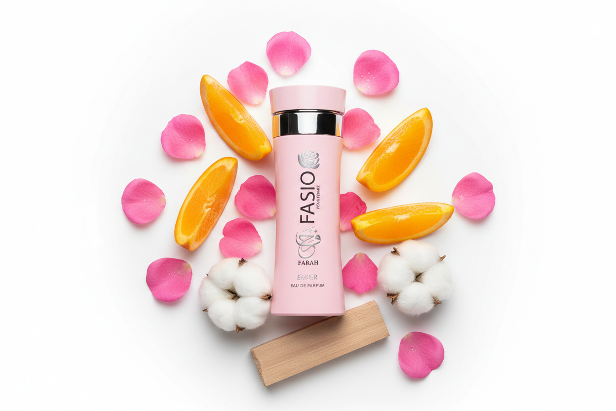 Eau de Parfum 100 ml: frasco rosa con tapa rosa y banda negra