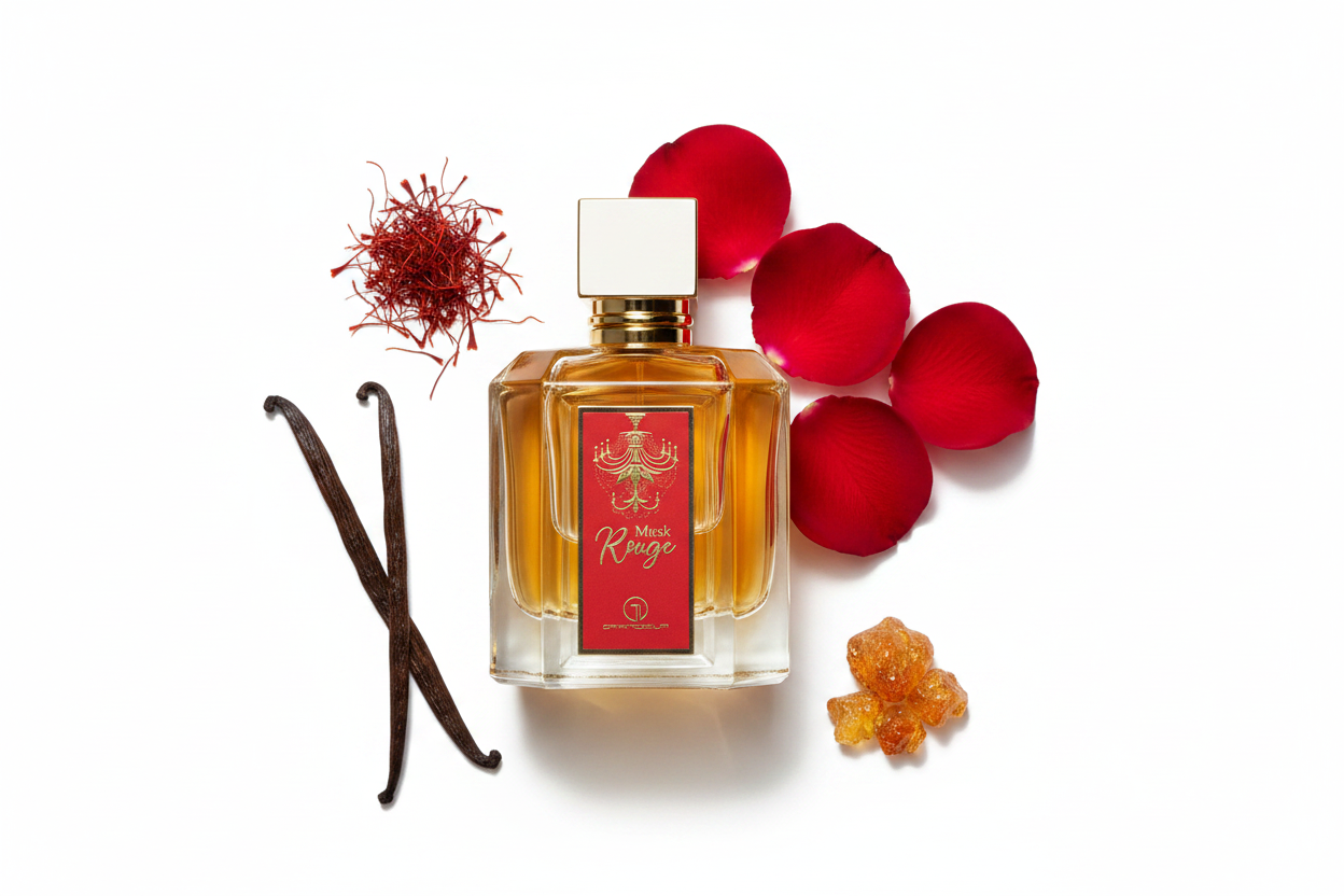 Grandeur Musk Rouge — Notes Flat Lay