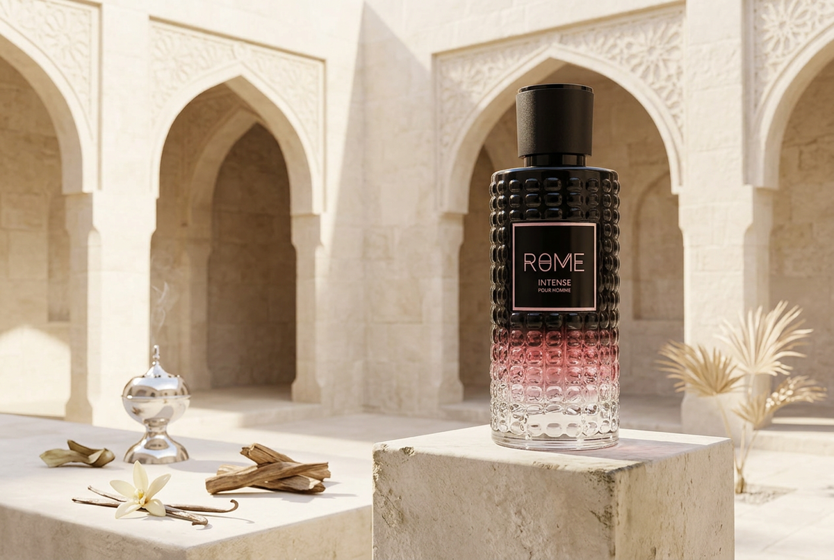 Bharara Rome Intense Pour Homme en editorial árabe luminosa