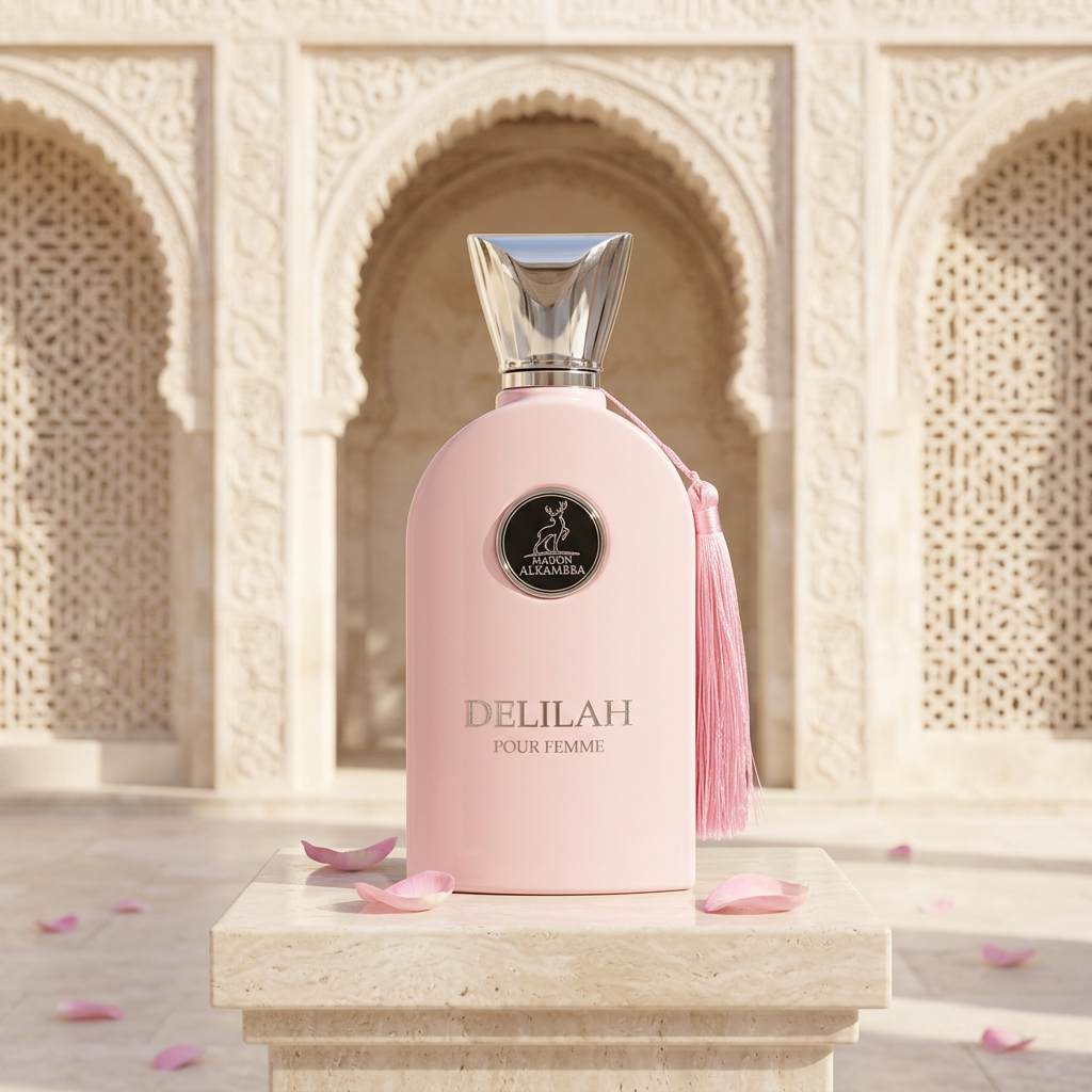 Delilah Pour Femme, composición editorial oriental luminosa