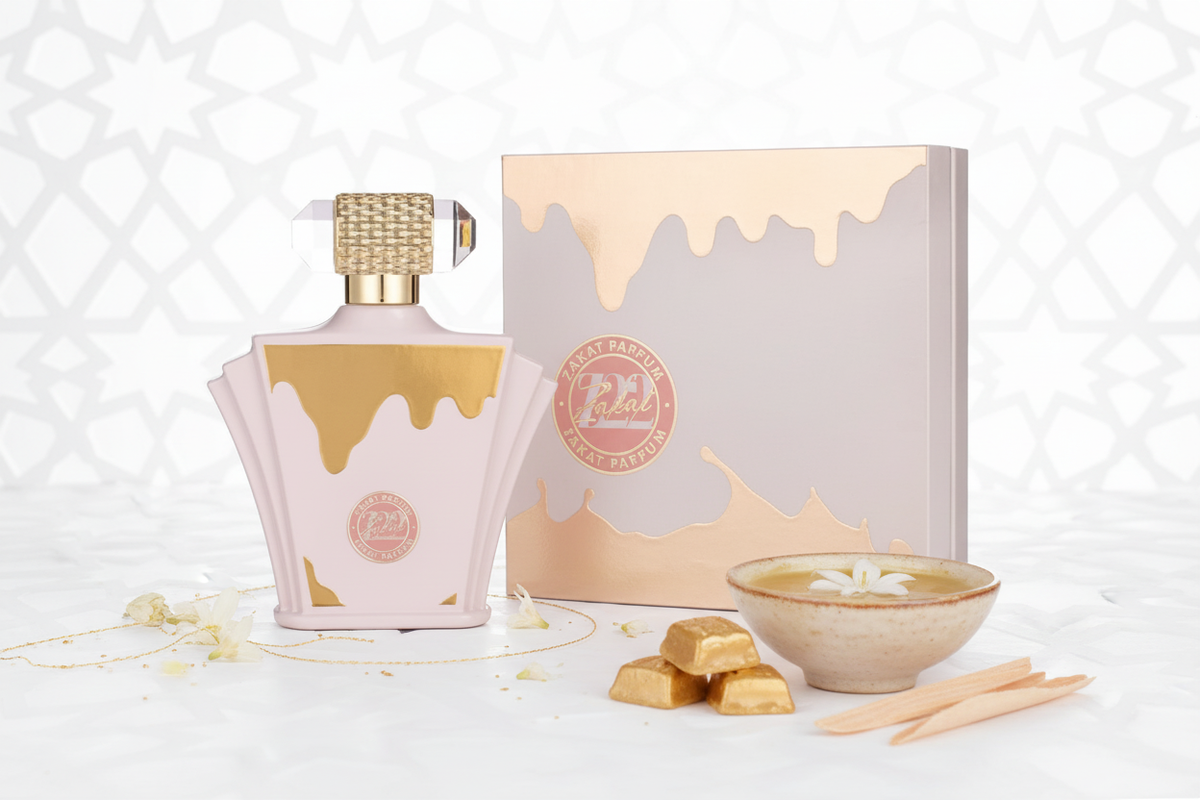 Zakat Z22 Women Eau de Parfum 100ml en composición editorial árabe clara