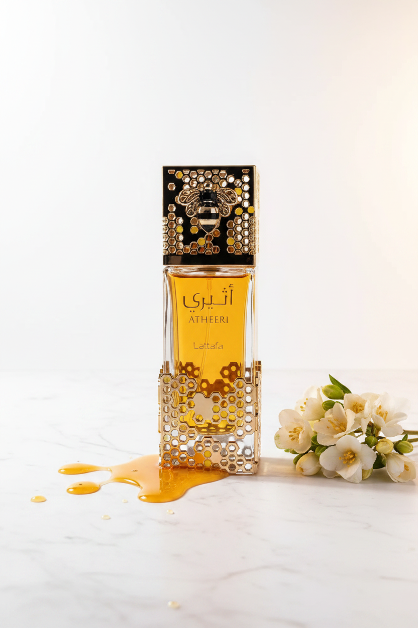 Lattafa Atheeri Eau de Parfum — imagen lifestyle editorial de lujo
