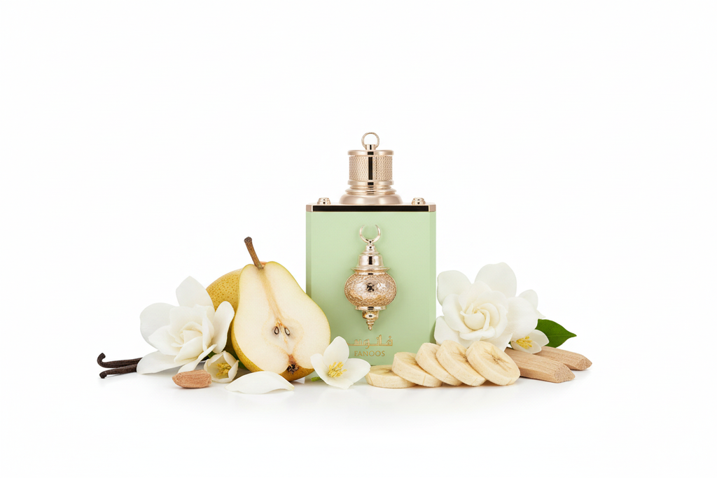 Amaran Fanoos Eau de Parfum 100ml con pera, plátano, flores blancas, vainilla y sándalo