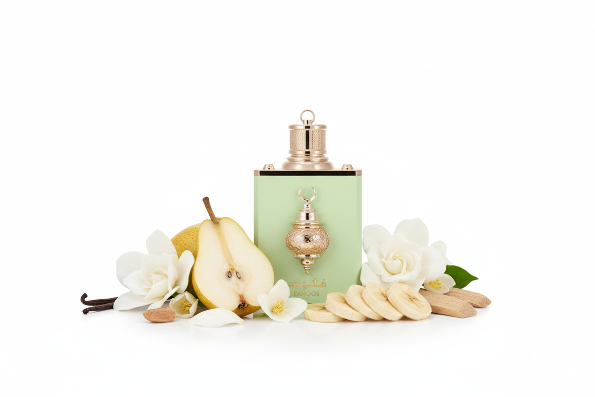 Amaran Fanoos Eau de Parfum 100ml con pera, plátano, flores blancas, vainilla y sándalo