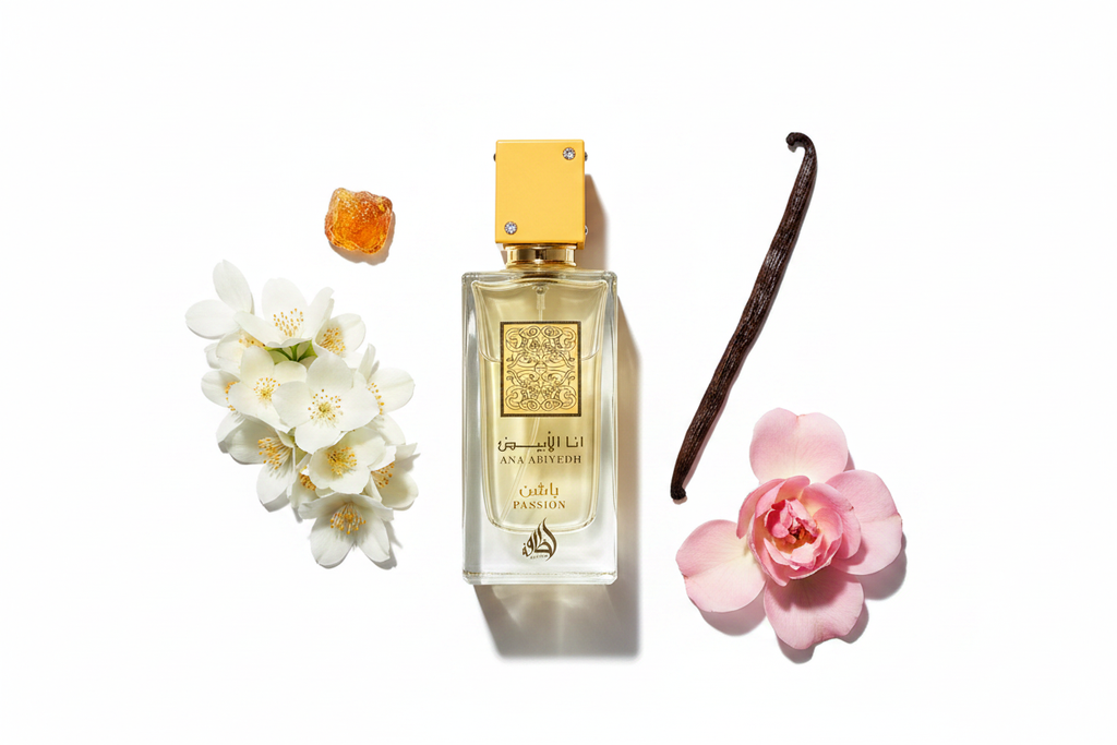 Lattafa Ana Abiyedh Passion Eau de Parfum 100ml - Notas olfativas jazmín rosa vainilla almizcle