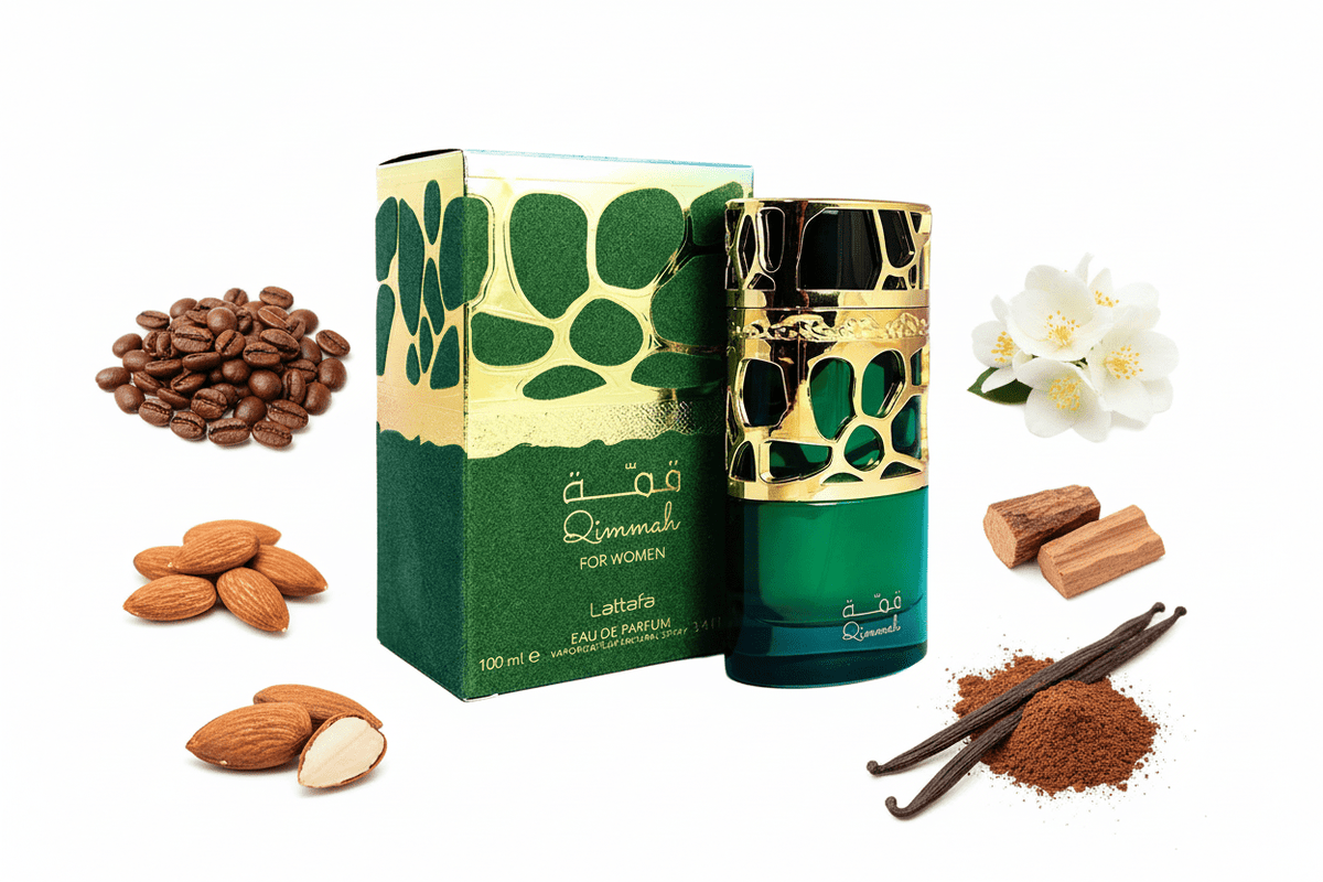 Lattafa Qimmah for Women Eau de Parfum 100ml con café, almendra, flores blancas, cacao y vainilla