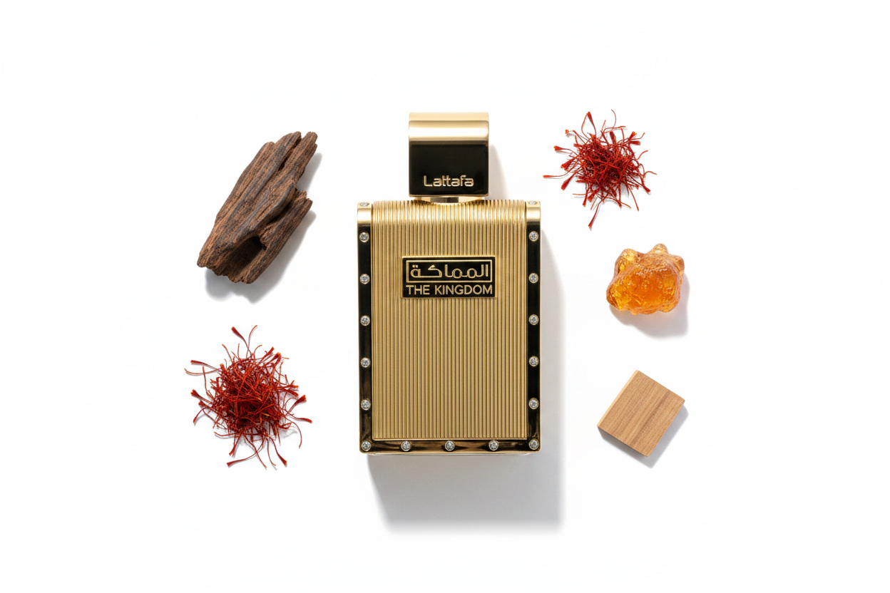 Lattafa The Kingdom Men — Notes Flat Lay