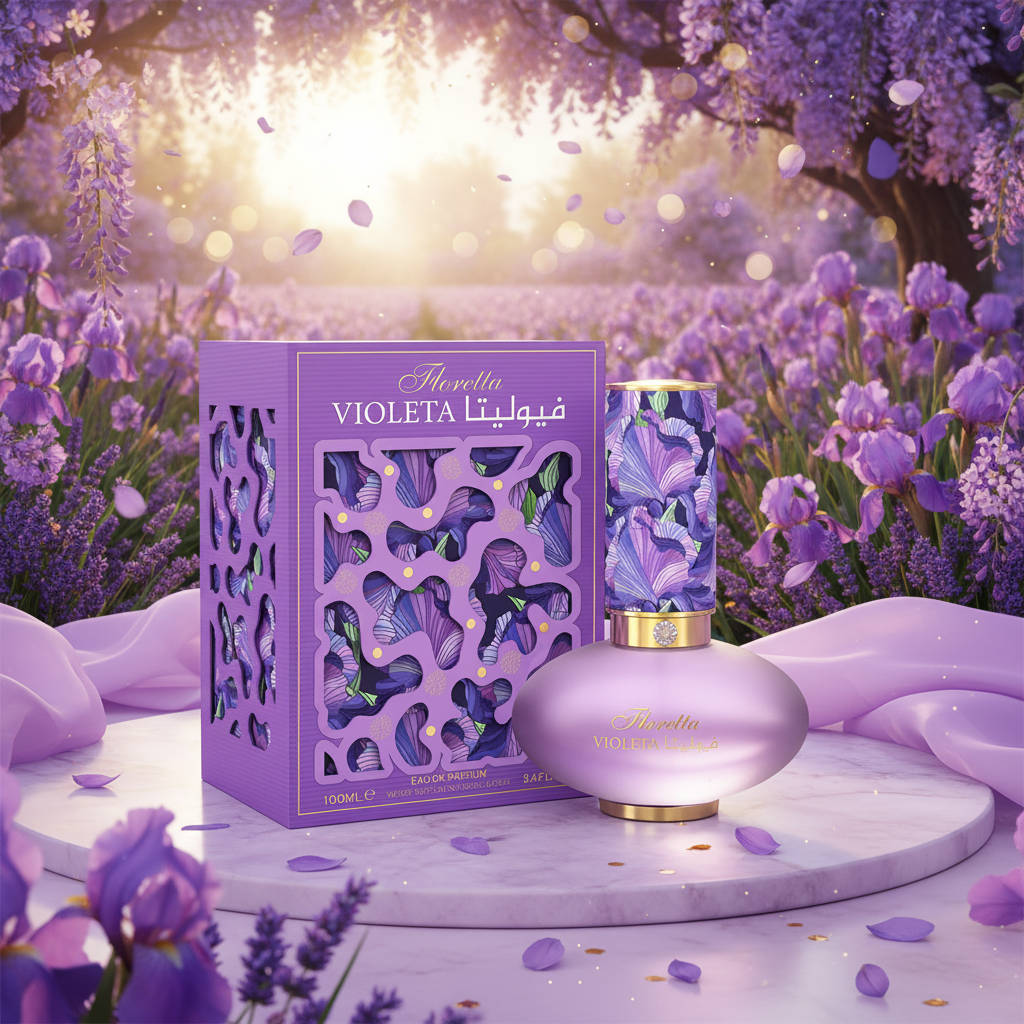 Perfume Le Chameau Floretta Violeta, frasco violeta de 100 ml y caja