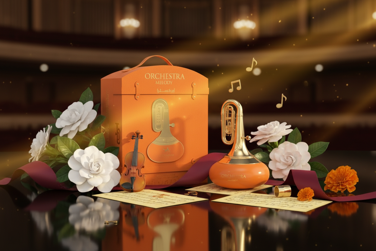 Eau de parfum unisex: frasco naranja con caja naranja