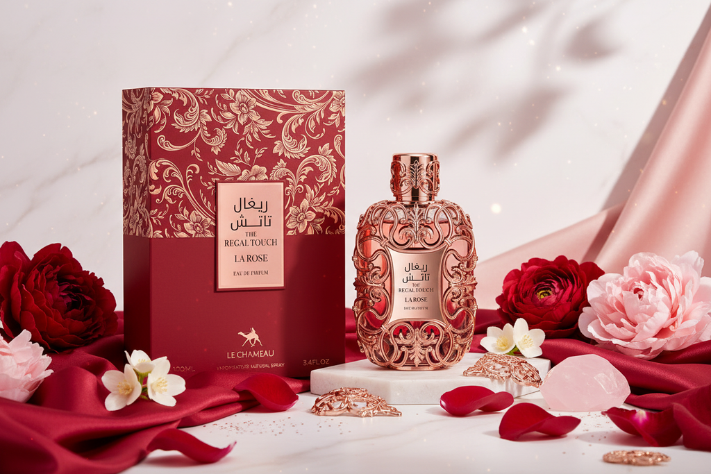 Perfume Eau de Parfum Le Chameau Regal Touch La Rose 100 ml: botella y caja