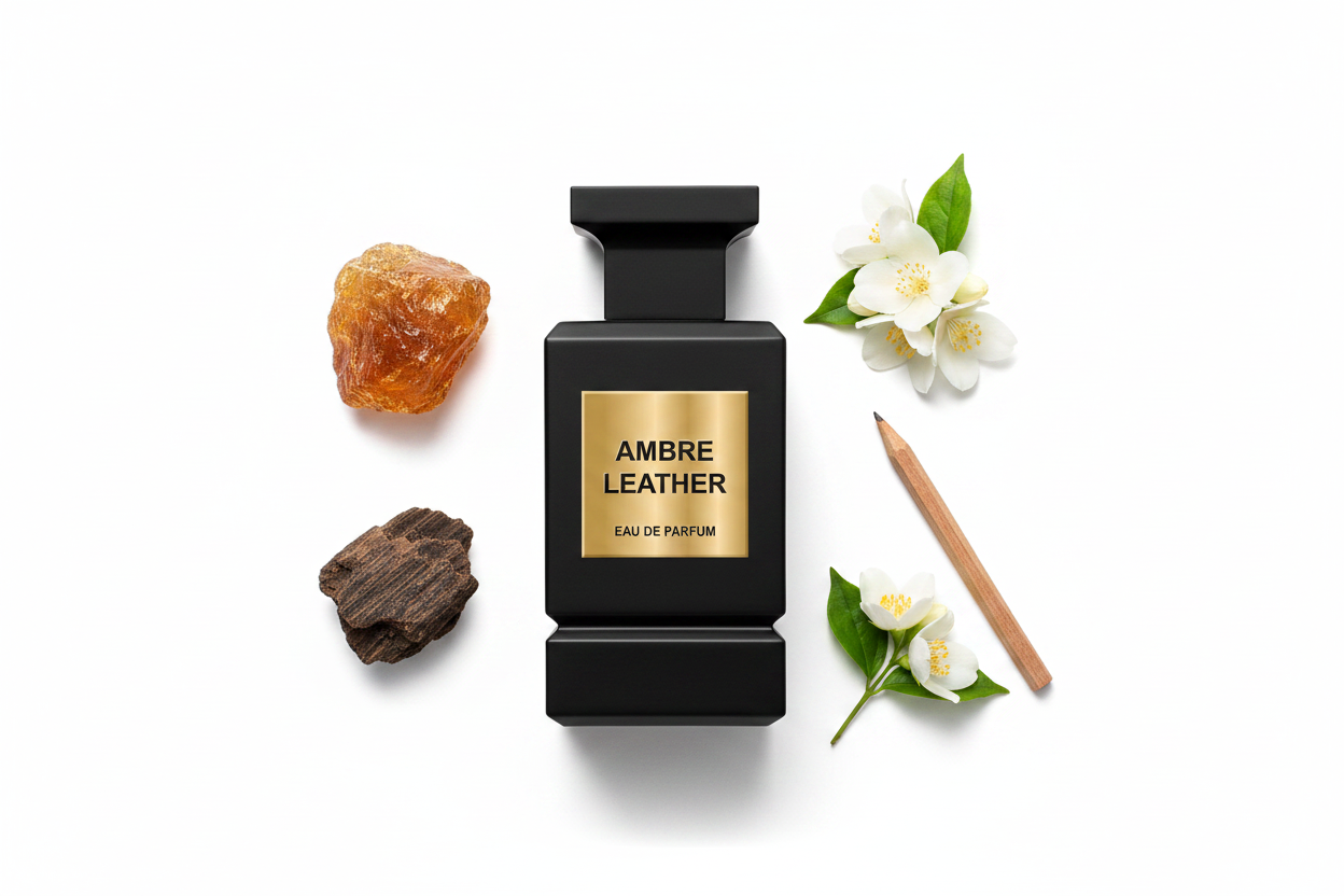 Notes Flat Lay Ambre Leather