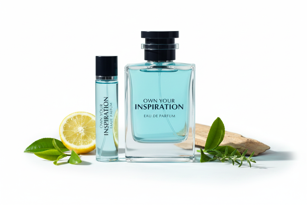 Juego de frascos de Eau de Parfum con vidrio azul y tapas negras