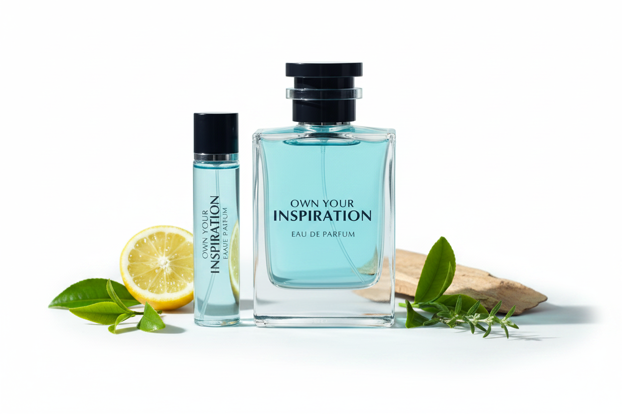 Juego de frascos de Eau de Parfum con vidrio azul y tapas negras