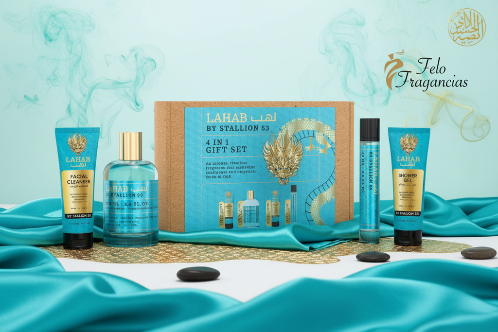 Set de regalo Lahab 4 en 1: caja y botellas turquesa