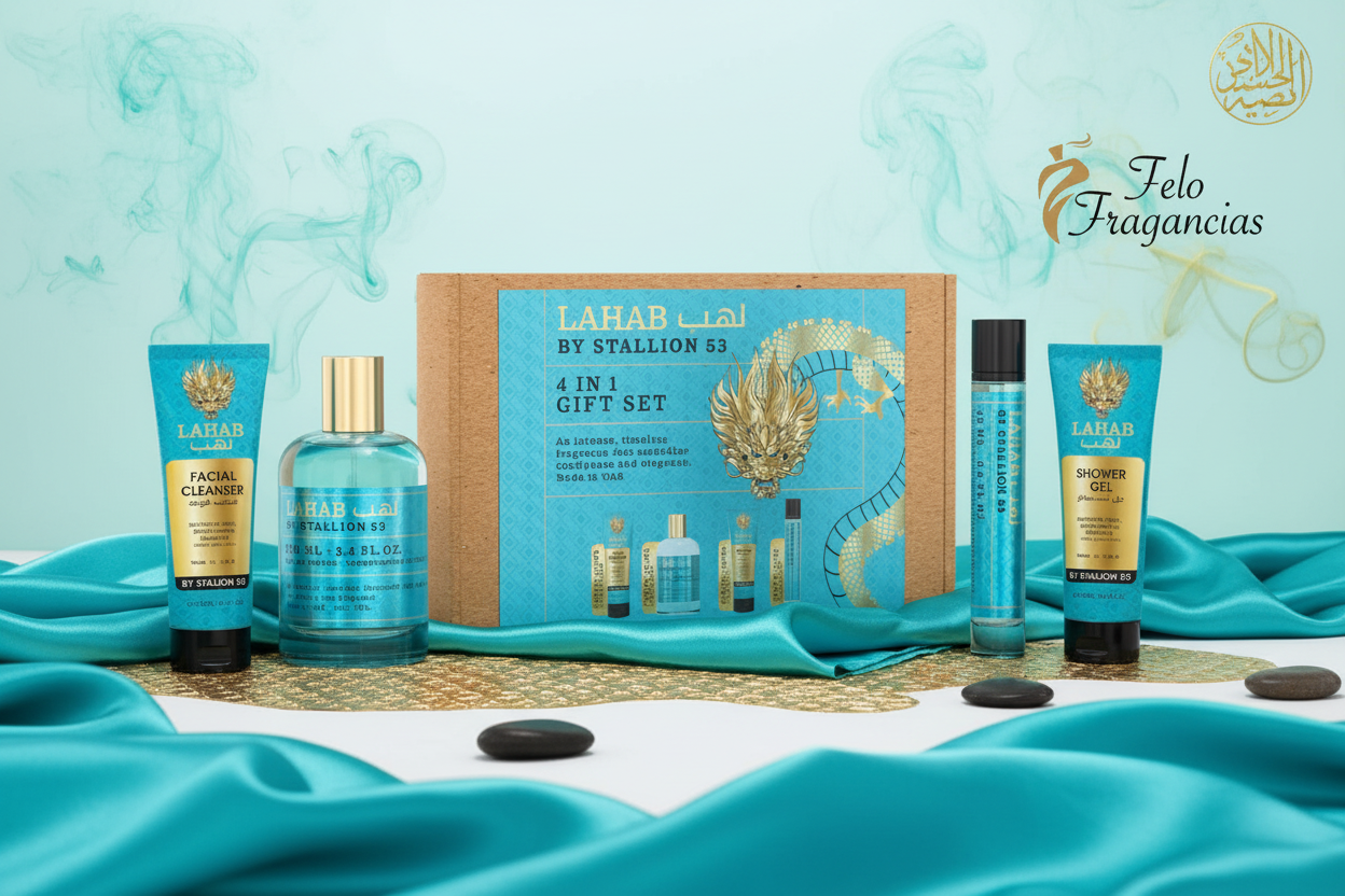 Set de regalo Lahab 4 en 1: caja y botellas turquesa