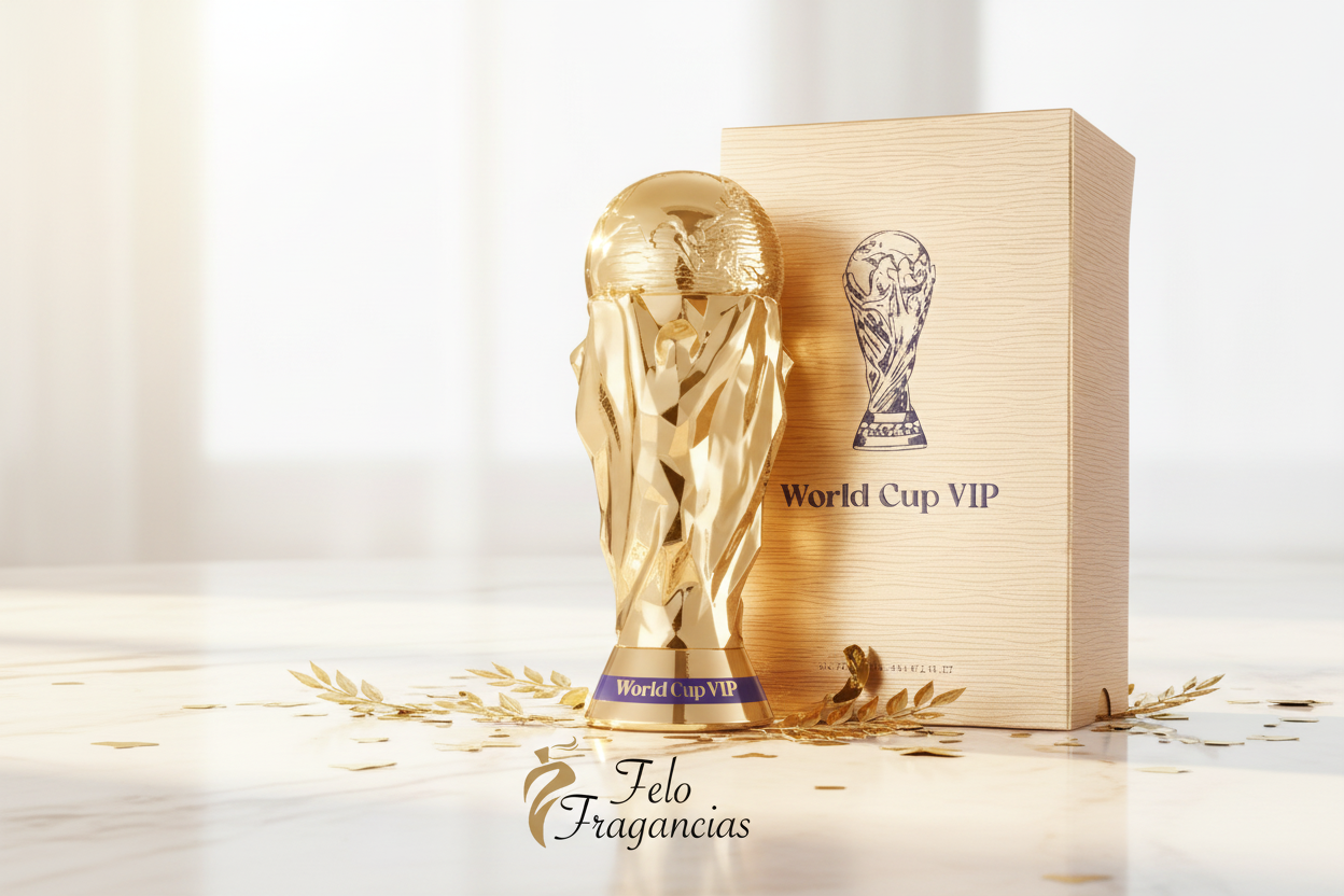 Perfume Zakat World Cup VIP en frasco dorado con caja de madera, 80 ml