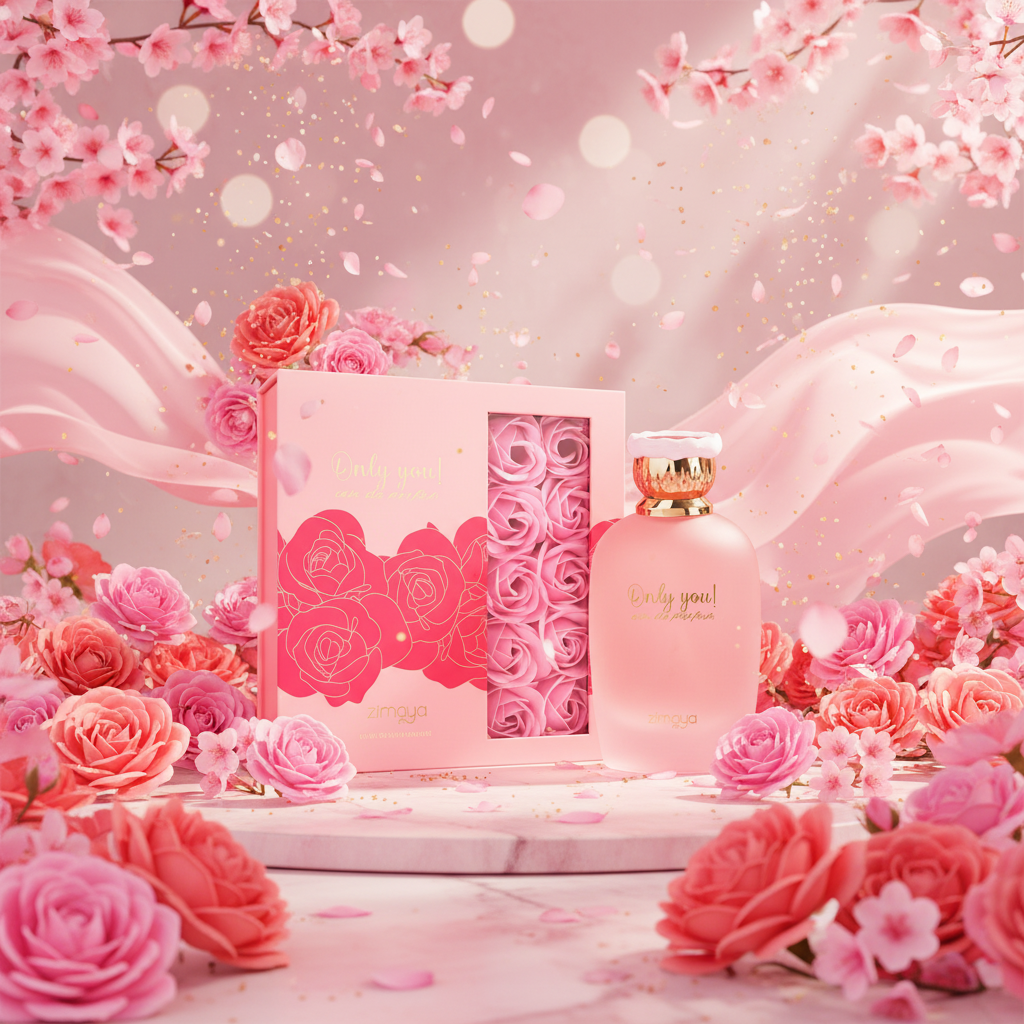 Perfume Zimaya Only You Eau de Parfum en frasco con atomizador y caja
